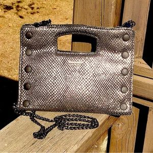 HAMMITT Gunmetal Crossbody Organizer Wallet Clutch w/Magnetic Closure